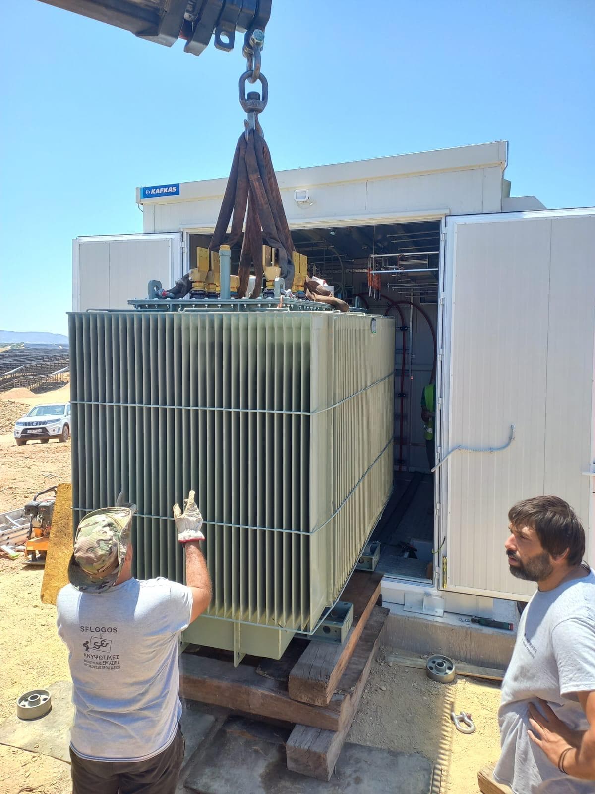 Transformer installation at Venizelos airport PV park, Athens